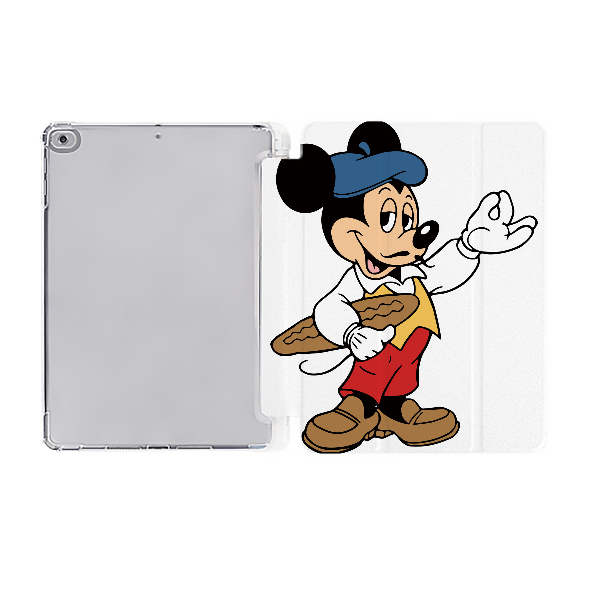 （画像用） ミッキーマウス Mickey Mouse IPad ケース ペン収納付き 三つ折りスタンド PUレザー×シリコン 対応機種9.5/10.5/10.9インチ